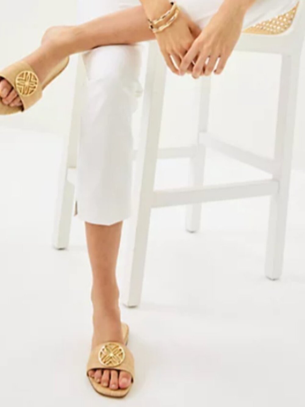 Lilly Pulitzer Nessa Slide Sandal in Natural Size 8.5 Like New